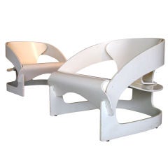 Pair Joe Colombo Plywood Lounge Chairs for Kartell