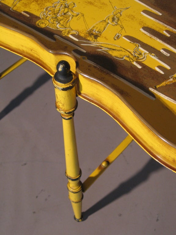 Mid-20th Century Hand Painted Chinoiserie Low Tray Table Made in Italy c.1950's