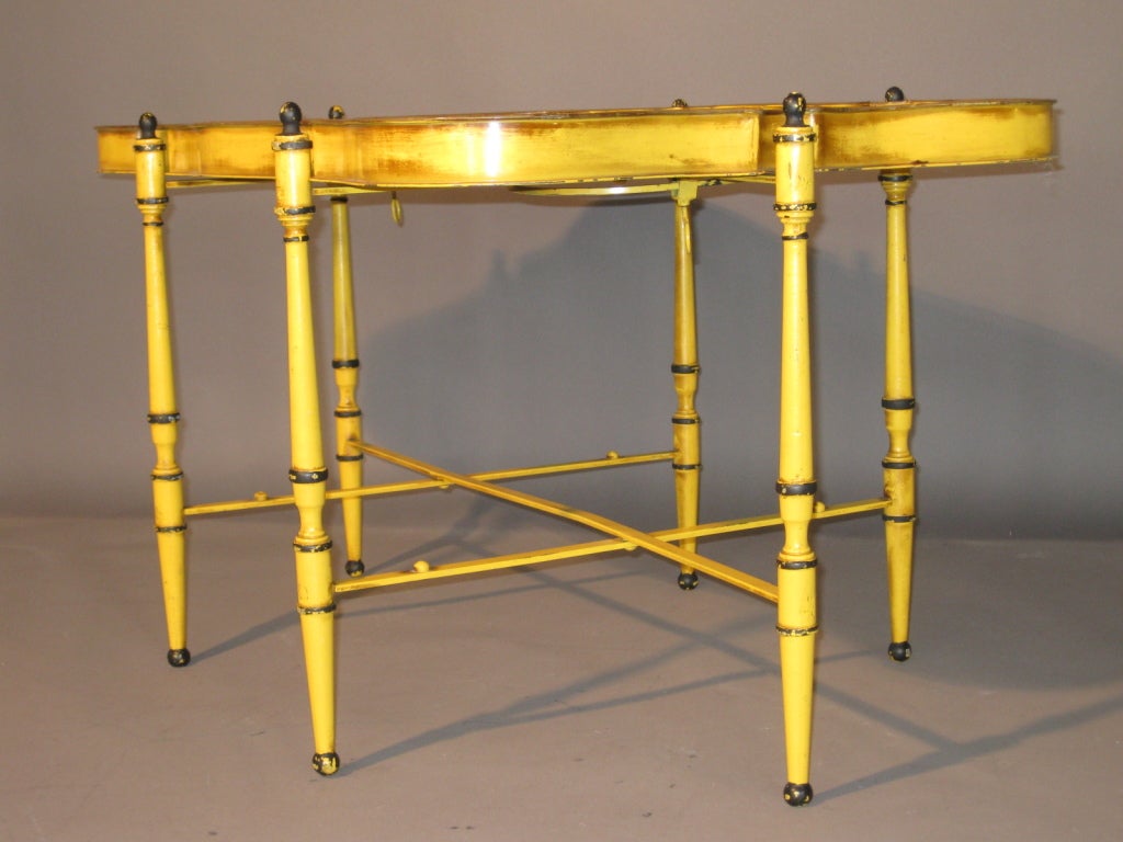 Metal Hand Painted Chinoiserie Low Tray Table Made in Italy c.1950's