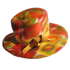 Vintage Christian Dior 1960's Psychedelic Mohair Wool Hat SIGNED
