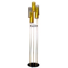 Lightolier Five Light Glass & Brass Floor Lamp