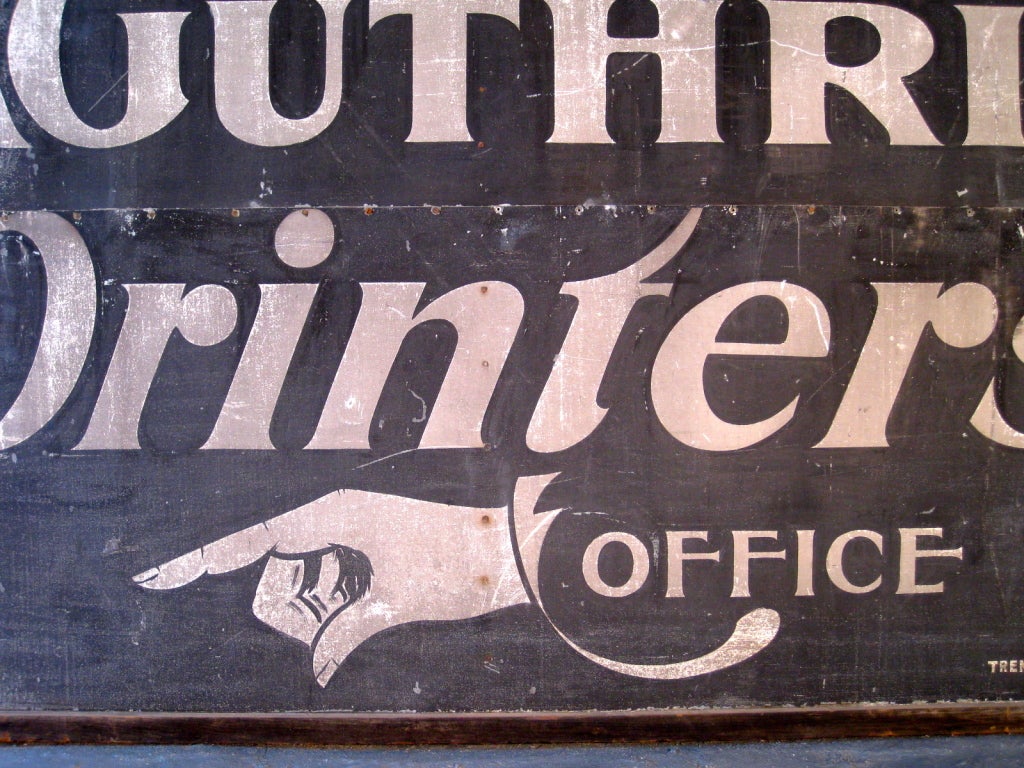 American Monumental Printers Trade Sign circa 1900