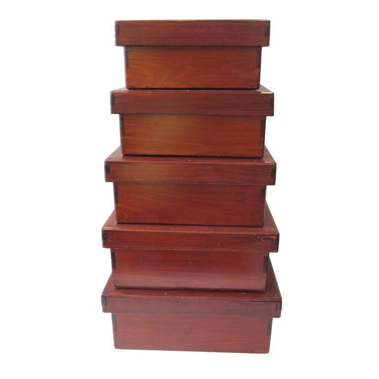 Set Of Five Japanese Boxes at 1stdibs