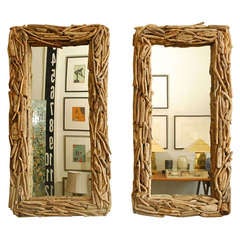 Pair of driftwood mirrors