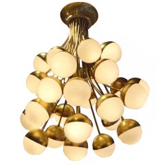 A Rare, Grand Scaled Thirty Light Mid Century Chandelier by Stilnovo