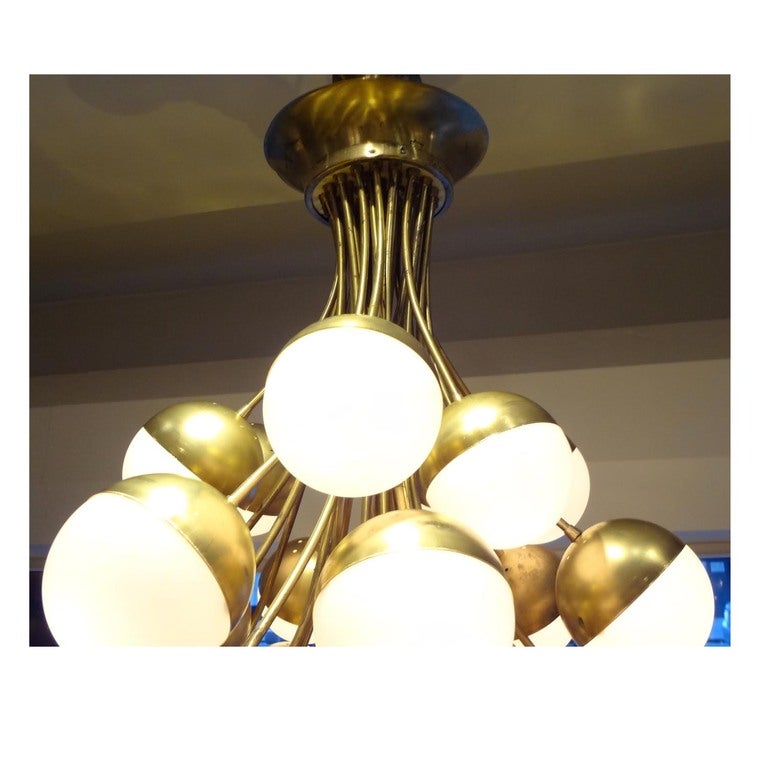 Italian A Rare, Grand Scaled Thirty Light Mid Century Chandelier by Stilnovo For Sale