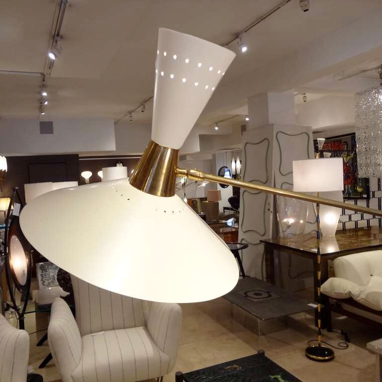 A Modernist Brass And Lacquered Metal Floor Lamp In The Style Of Arredoluce