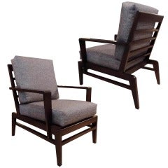 A Pair of Mid Century Open Arm Club Chairs by Rene Gabriel