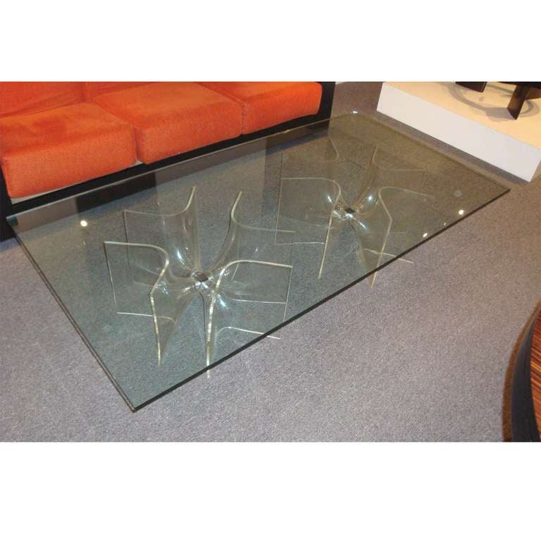 Late 20th Century A Large Plexi Glass Based Cocktail Table