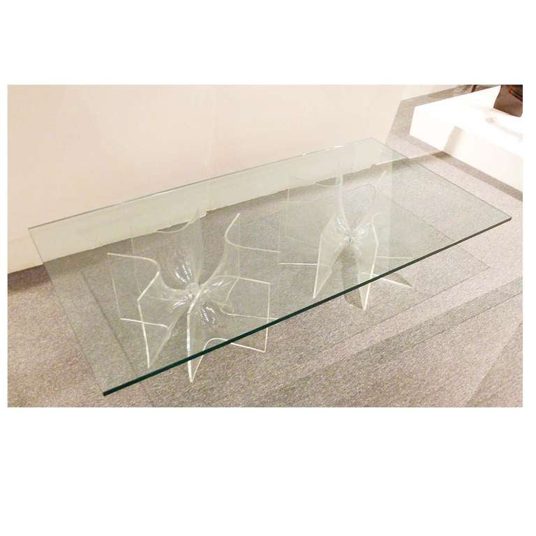 French A Large Plexi Glass Based Cocktail Table