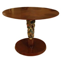 A Center Table In Mahogany With Ceramic Work By Pietro Melandri