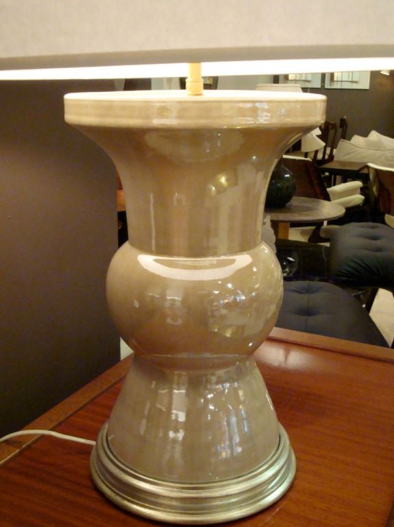 A Pair of Vase Lamps in an Iridescent Glazed Ceramic