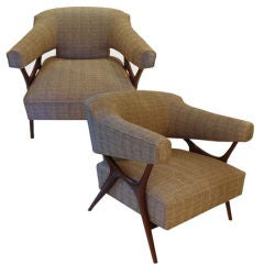 A Pair of Mid Century Club Chairs by Ward Bennett