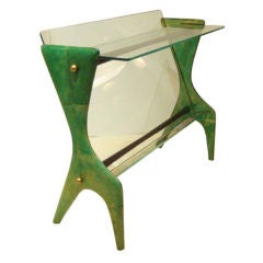 A Small Stand in Glass and Stained Goat Skin by Aldo Tura