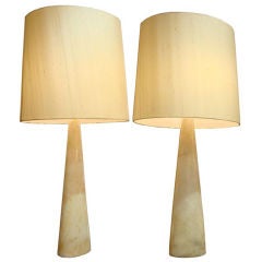 A Pair of Large Scaled Mid Century Table Lamps in Marble A Pair of Large Scaled Mid Century Table Lamps in Marble