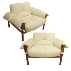 A Pair of Mid-Century Club Chairs in Leather by Percival Lafer