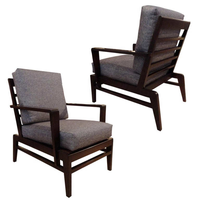 A Pair of Club Chairs by Rene Gabriel For Sale