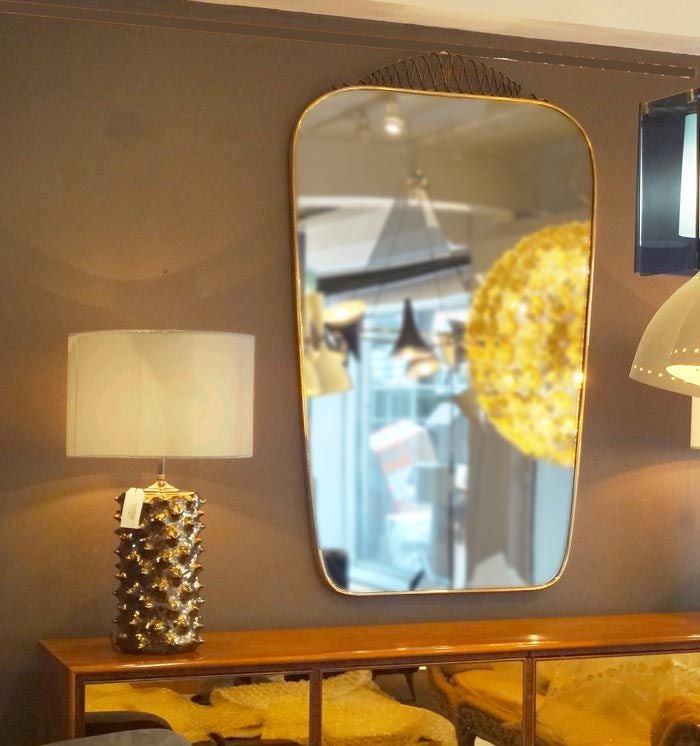 A Large Scaled Gilt Brass Framed Wall Mirror by Gio Ponti In Excellent Condition In New York, NY