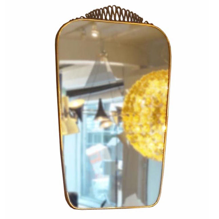 A Large Scaled Gilt Brass Framed Wall Mirror by Gio Ponti