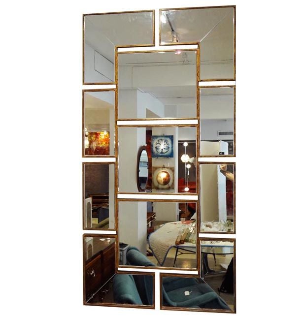 A Large Scaled Multi Paned Wall Mirror