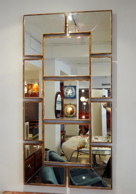 A Large Scaled Multi Paned Wall Mirror In Excellent Condition In New York, NY