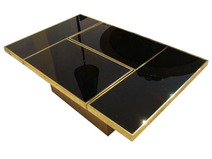 French A Glass Cocktail Table with Hidden Interior Bar