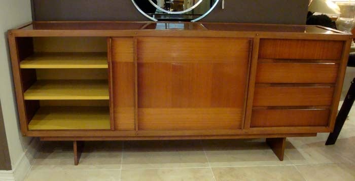 French Andre Sornay Private Commission Mid-Century Sideboard in African Mahogany 1959 For Sale