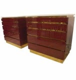 Cabinets in Deep Red Lacquer by Jean Mahey
