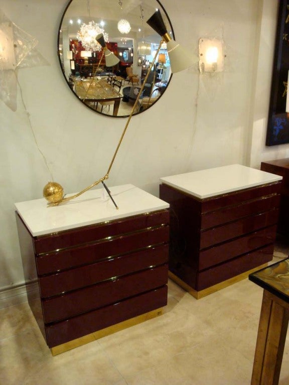 Cabinets in Deep Red Lacquer by Jean Mahey
