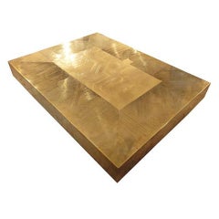 A Large Scaled Modernist Table in Etched Brass by Jenazi