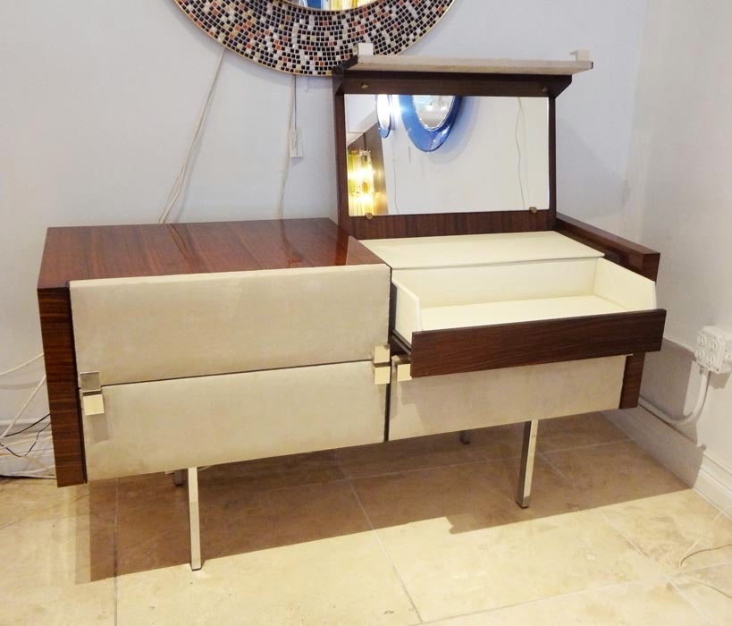 Vanity Three-Drawer Cabinet in Rosewood by Roger Landault In Excellent Condition For Sale In New York, NY
