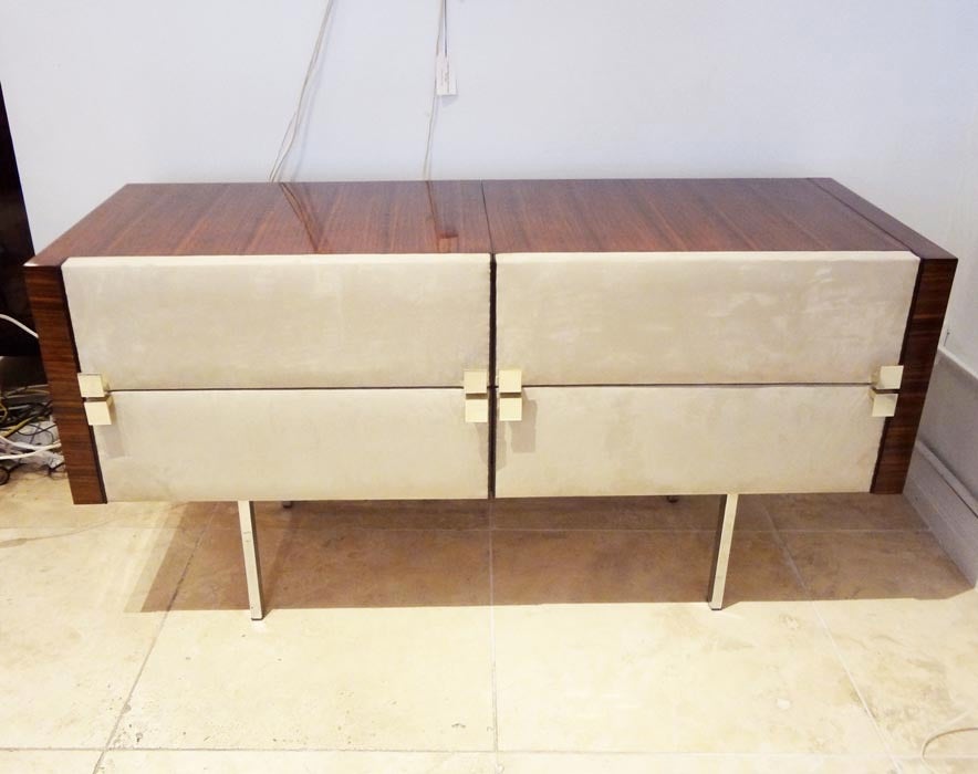 Mid-Century Modern Vanity Three-Drawer Cabinet in Rosewood by Roger Landault For Sale