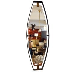A Steel and Brass Framed Mid-Century Wall Mirror