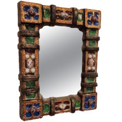 A French Ceramic Mirror in the style of Juliette Derel