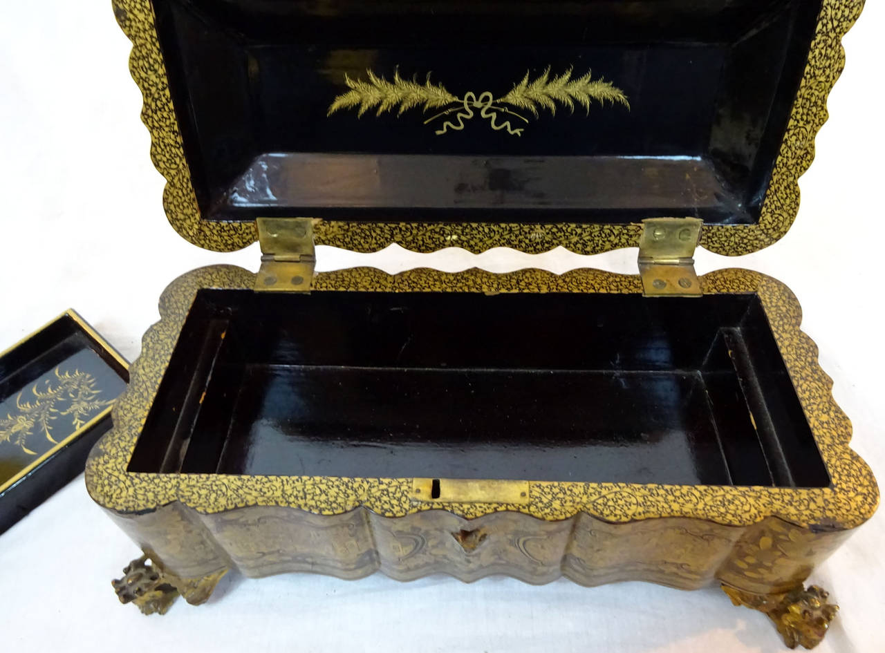 19th Century Chinese Ebonized and Gilt Glove Box 2