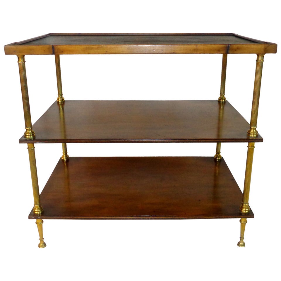 19th Century Mahogany and Brass Three-Tiered Side Table