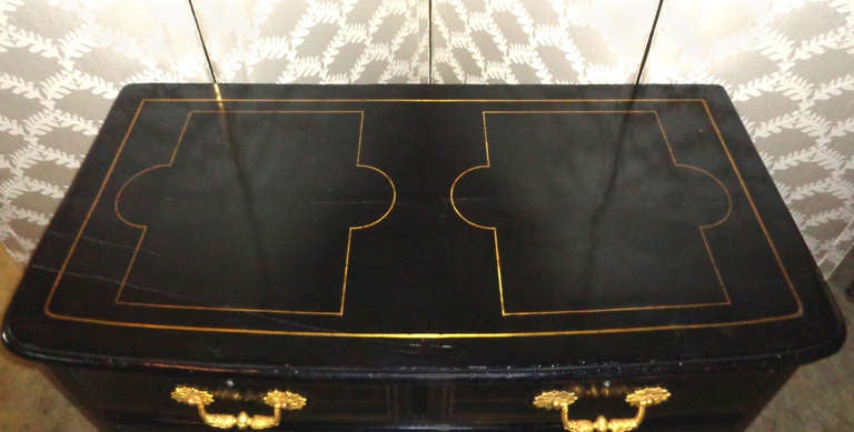18th c. Regencé Ebonized Commode with Bronze Mounts and Brass Inlay