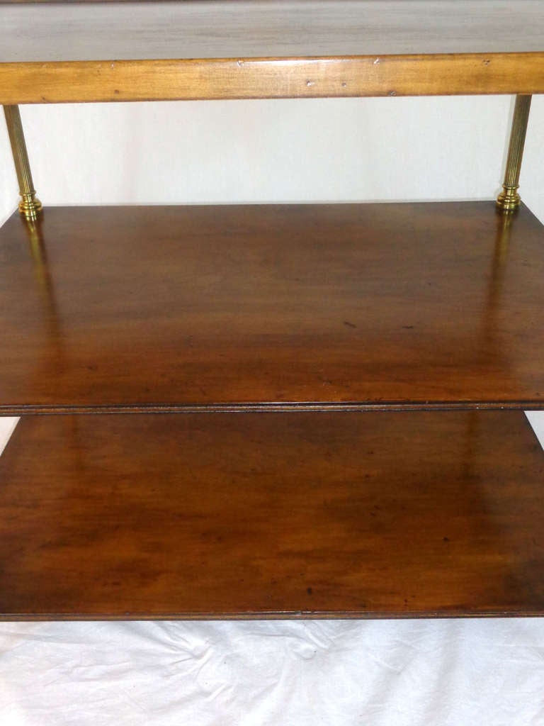 19th Century Mahogany and Brass Three-Tiered Side Table In Excellent Condition In Dallas, TX