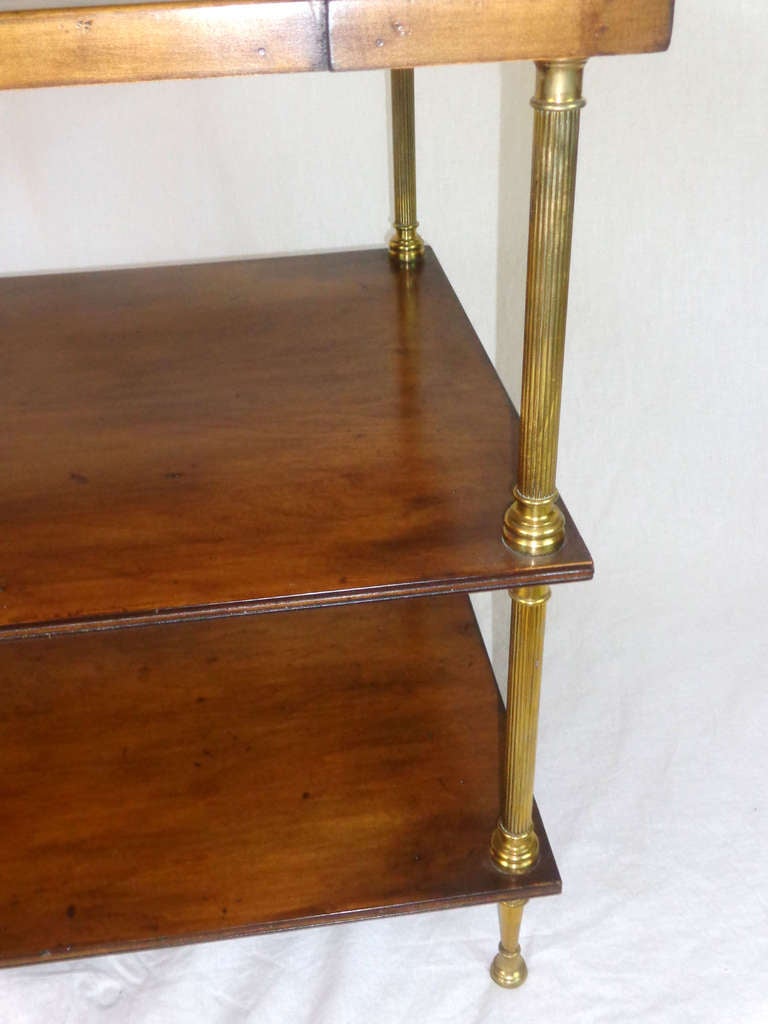 19th Century Mahogany and Brass Three-Tiered Side Table 1