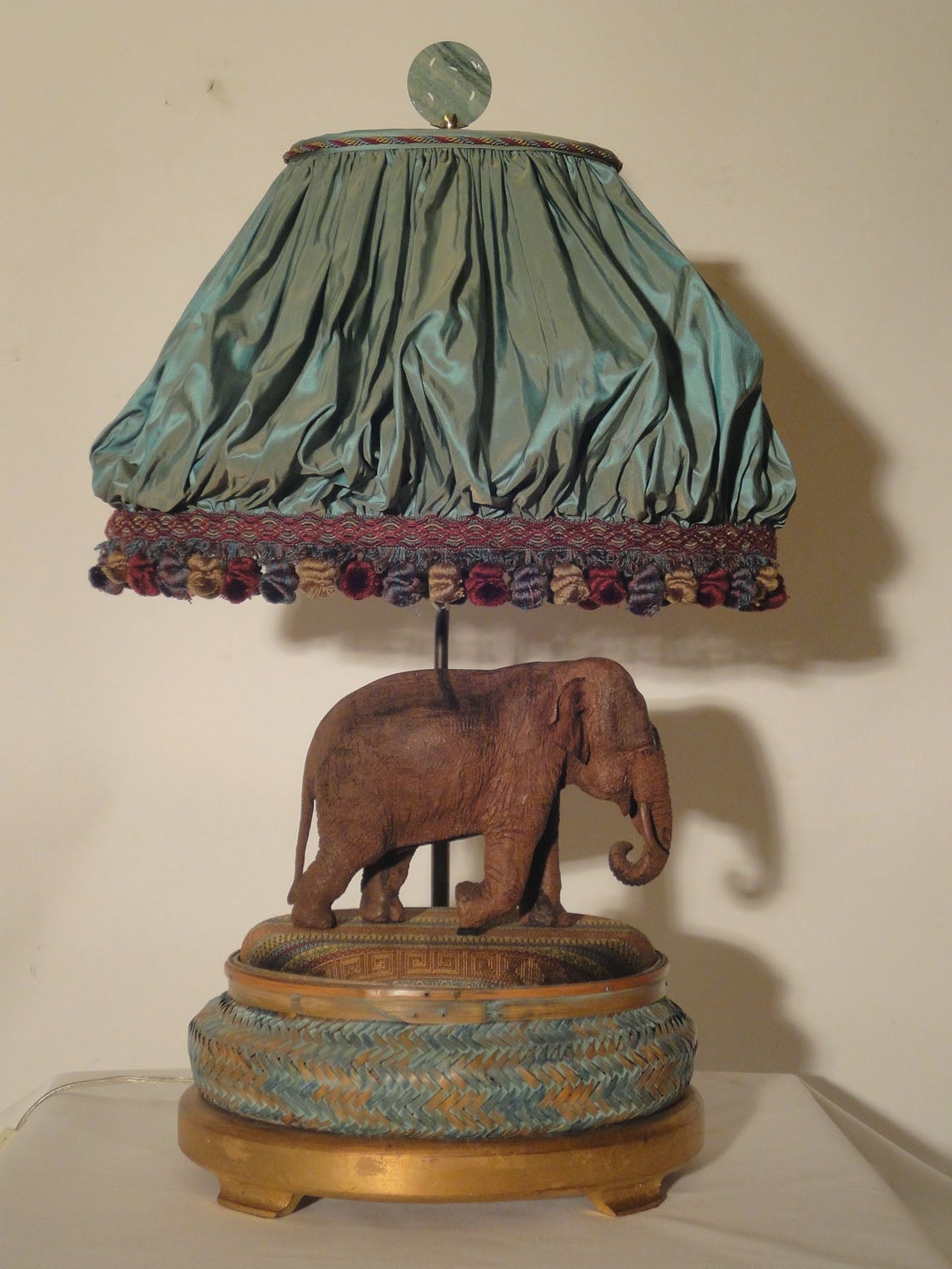 Pair of Well Carved Wooden Elephants Now As Lamps