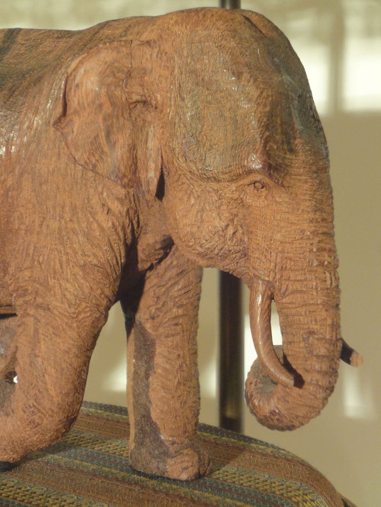 20th Century Pair of Well Carved Wooden Elephants Now As Lamps
