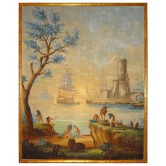 19th Century Decorative Wallpaper Panel in Gilt Frame