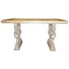 19th Century Italian Marble Console Table with Gryphon Pedestals 19th Century Italian Marble Console Table with Gryphon Pedestals
