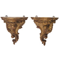 Pair of Petite Louis XV Style Carved Giltwood Brackets