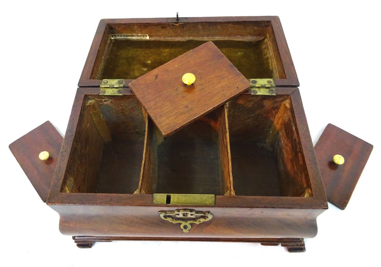 19th Century English Mahogany Tea Caddy 1