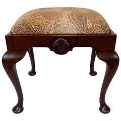 Antique Early 20th c. Queen Anne Style Mahogany Footstool