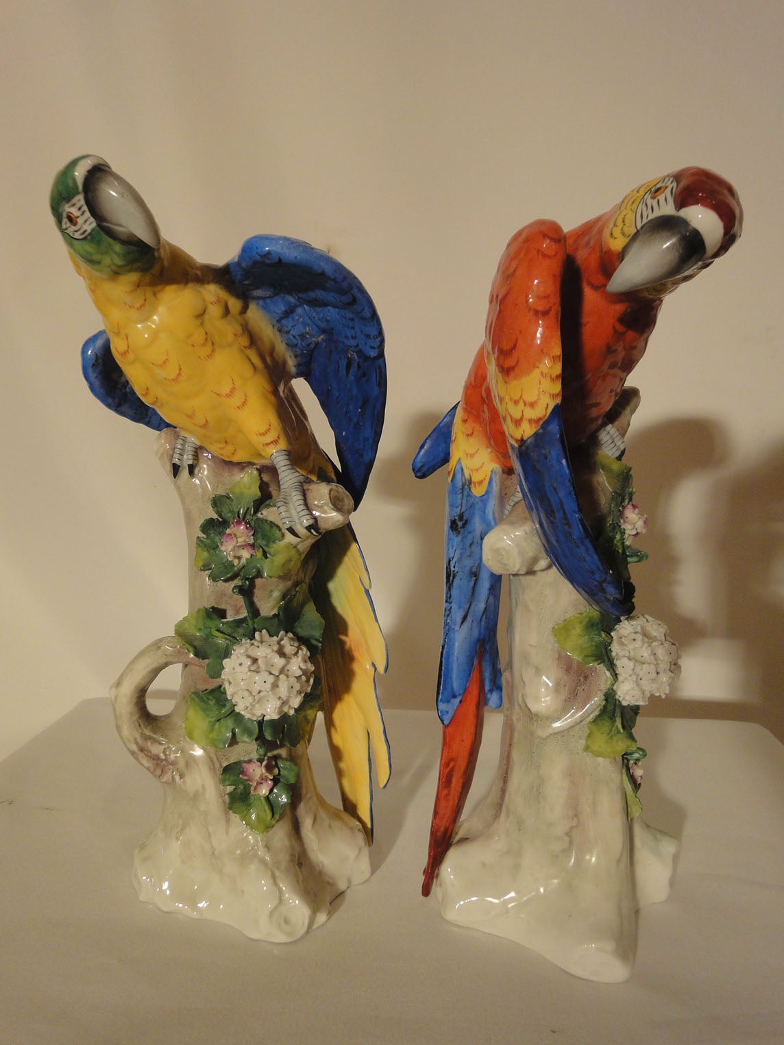 Pair of Modern German Porcelain Parrots