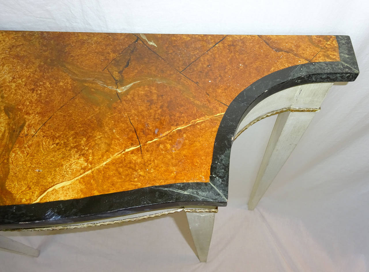 Mid-20th Century Painted Console with Faux Brown Marble Top 2