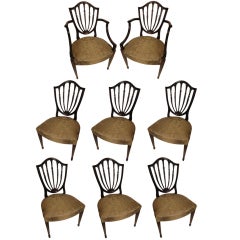 Set of 8 Sheraton-Style Shield Back Dining Chairs