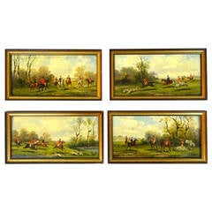 Late 19th Century Set of Four Paintings of Hunt Scenes by Rudolph Stone